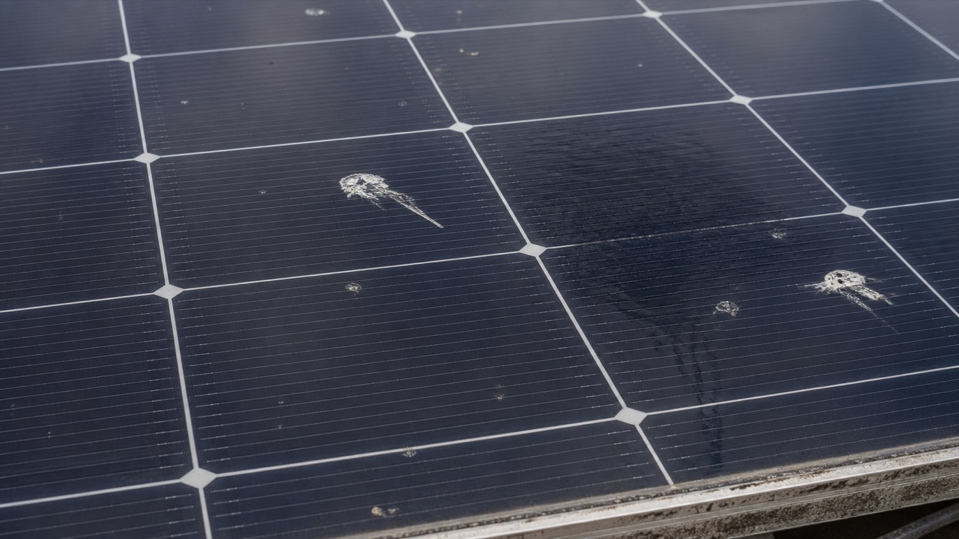 Vogelkot auf Solarmodulen – weiße Kotflecken auf dunklen PV-Zellen